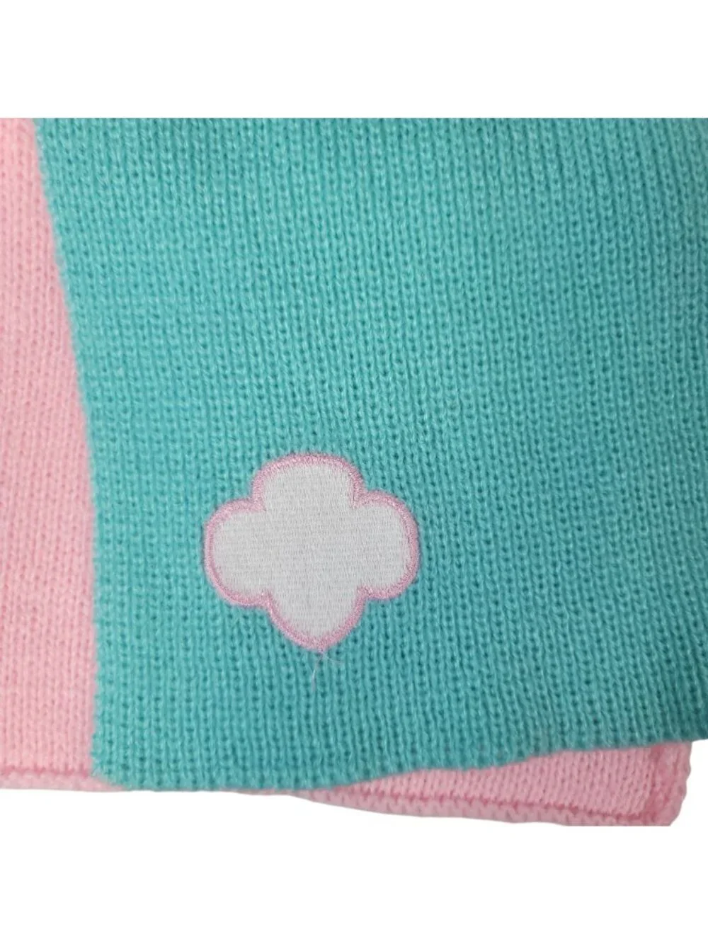Girl Scouts Scarf And Gloves Set Pink Green Large XL Knit Embroid Logo 50